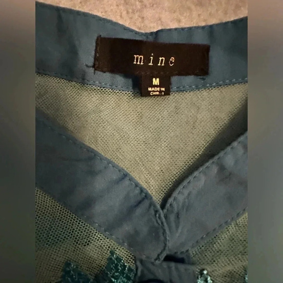 Mine turquoise sleeveless button up tie front size M - Picture 5 of 7